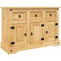 Credenza da soggiorno con vano contenitore in legno massello marrone