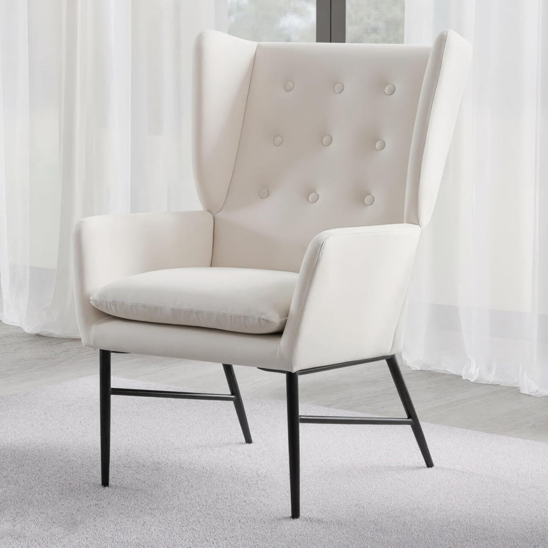 Poltrona da soggiorno struttura in metallo rivestimento in velluto beige