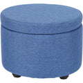 Divano confortevole con vano contenitore con poggiapiedi blu