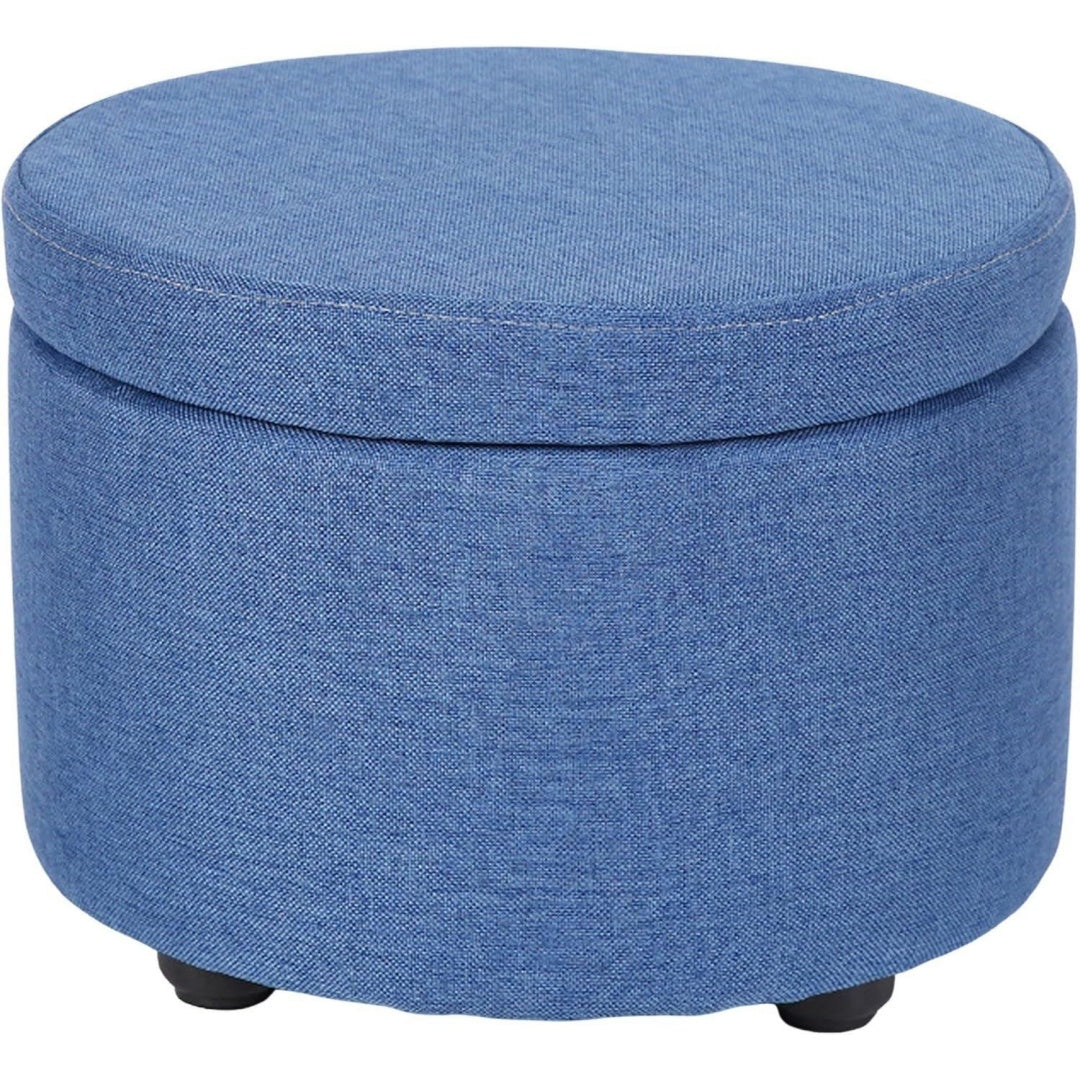 Divano confortevole con vano contenitore con poggiapiedi blu