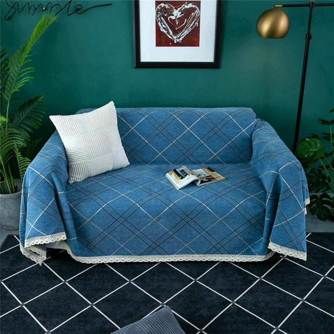 Divano confortevole blu reclinabile