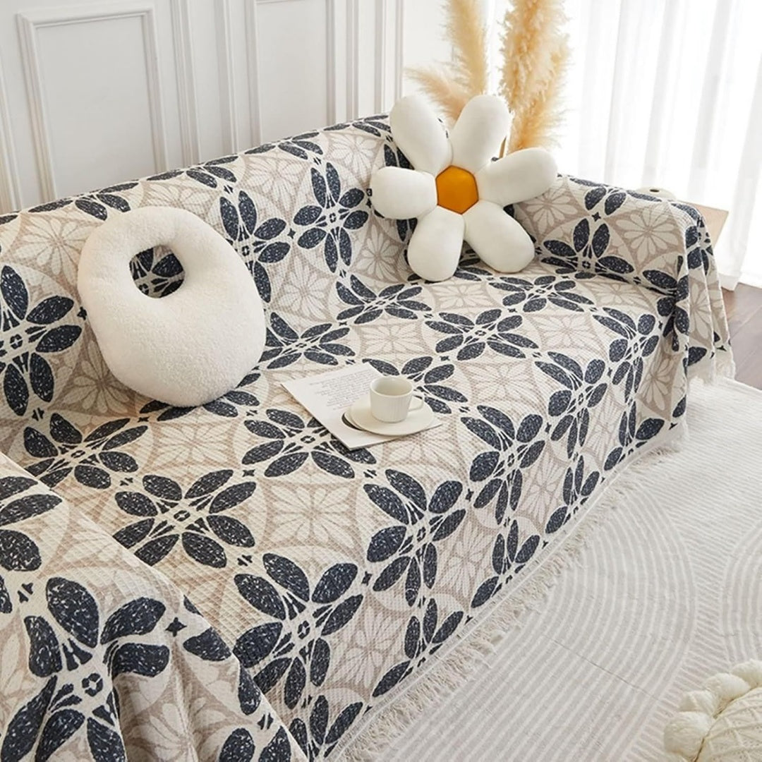 Seduta imbottita copridivano, coperta decorativa ciniglia, motivo marrone