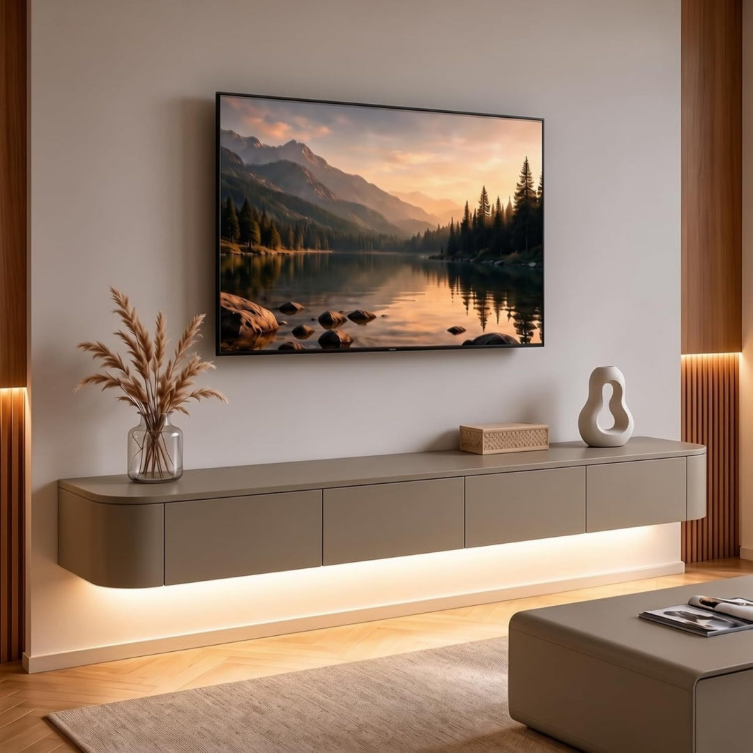 Mobile audiovisivo con ante con illuminazione LED nero