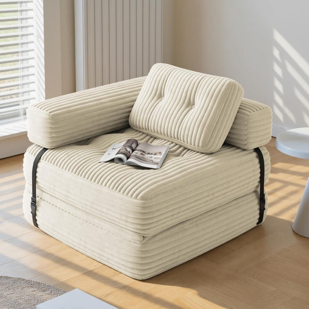 Seduta imbottita beige regolabile rivestimento in velluto