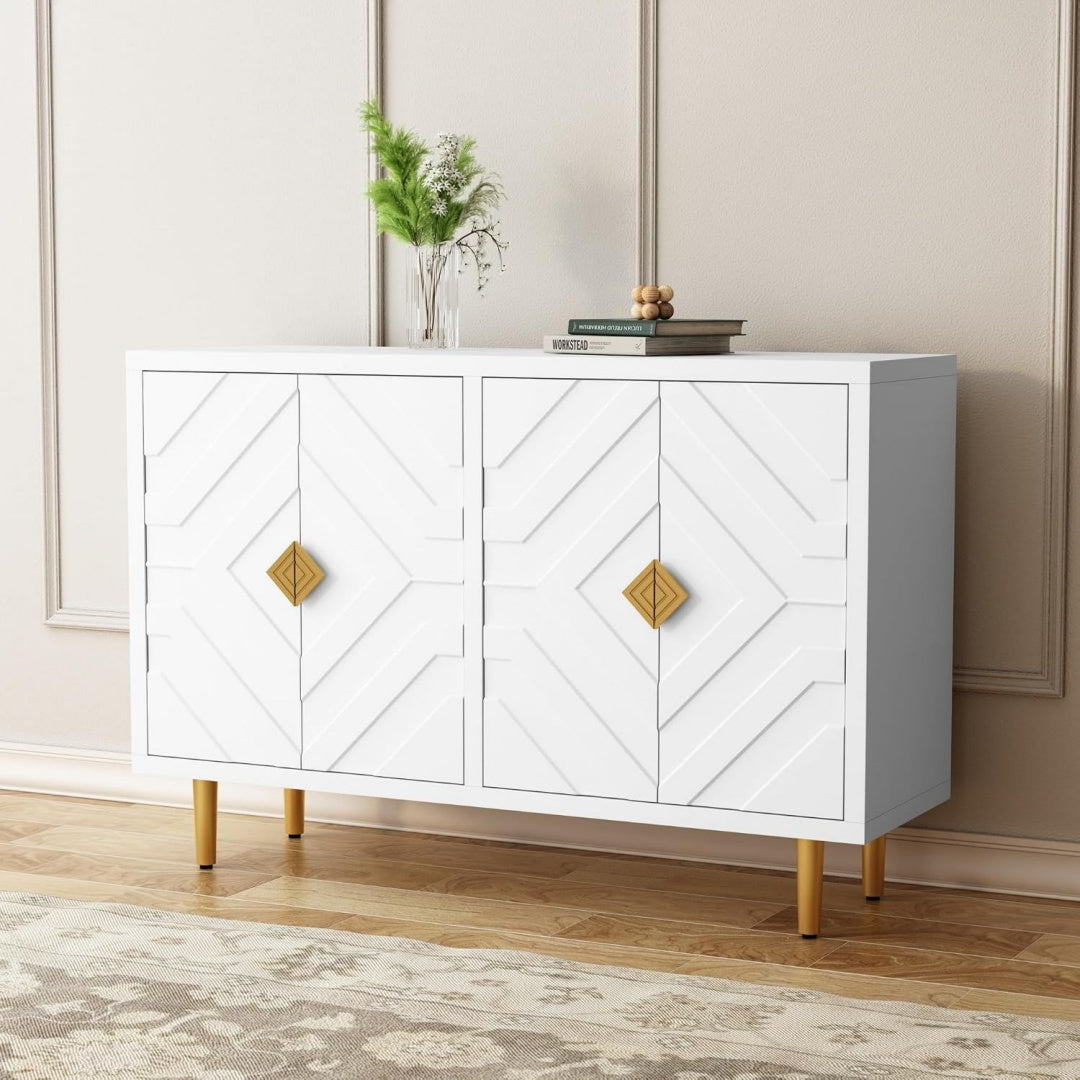 Madia contenitore in legno massello in MDF bianco
