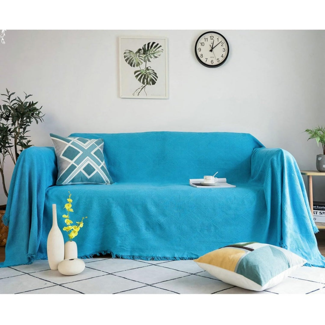 Divano da soggiorno KnSam Home Coperta copripoltrona tinta blu