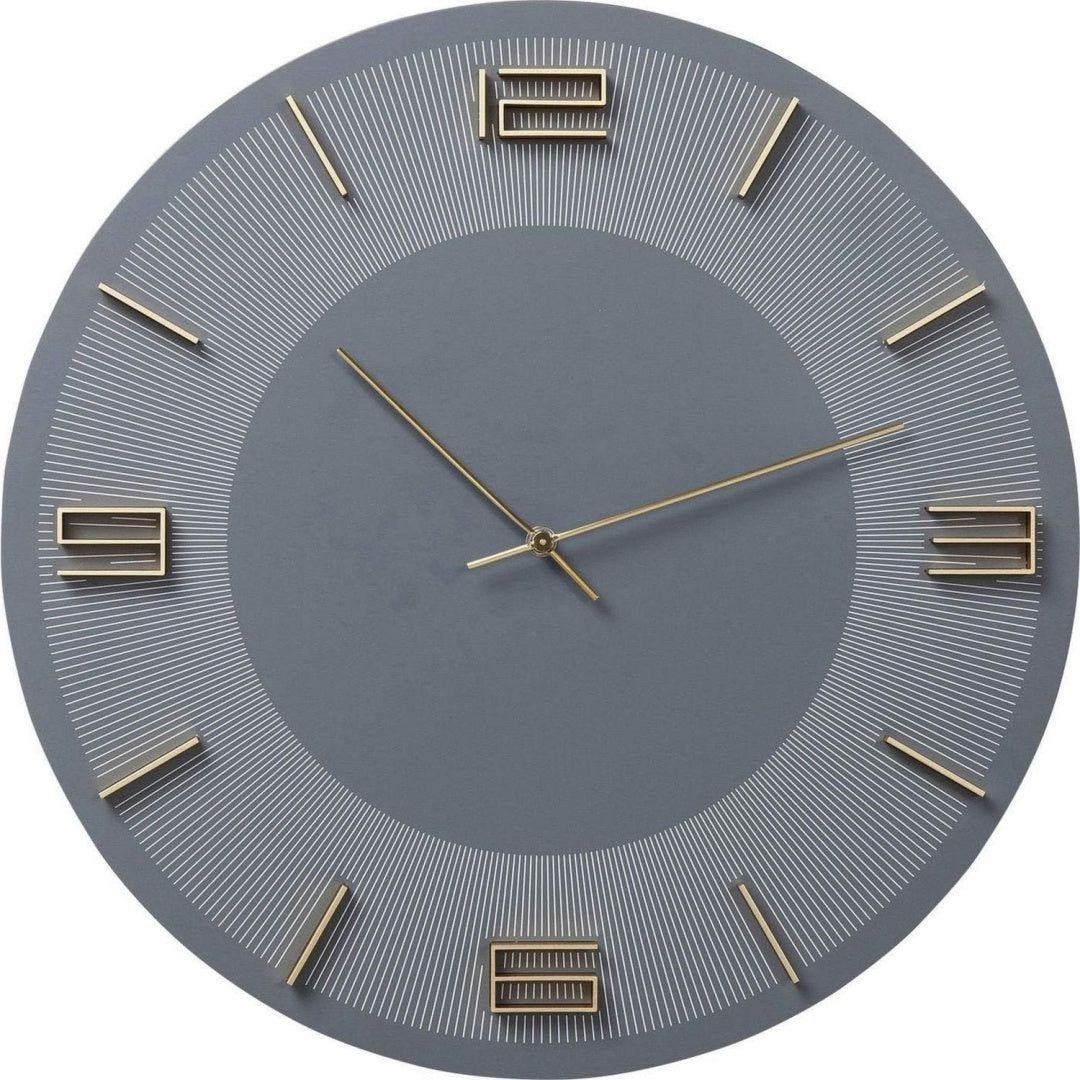 Arredo per soggiorno Kare Design Orologio Parete Leonardo,Grigio/Oro, grigio